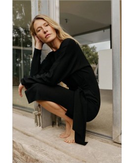 Vestido punto negro nudo lateral INDI&COLD
