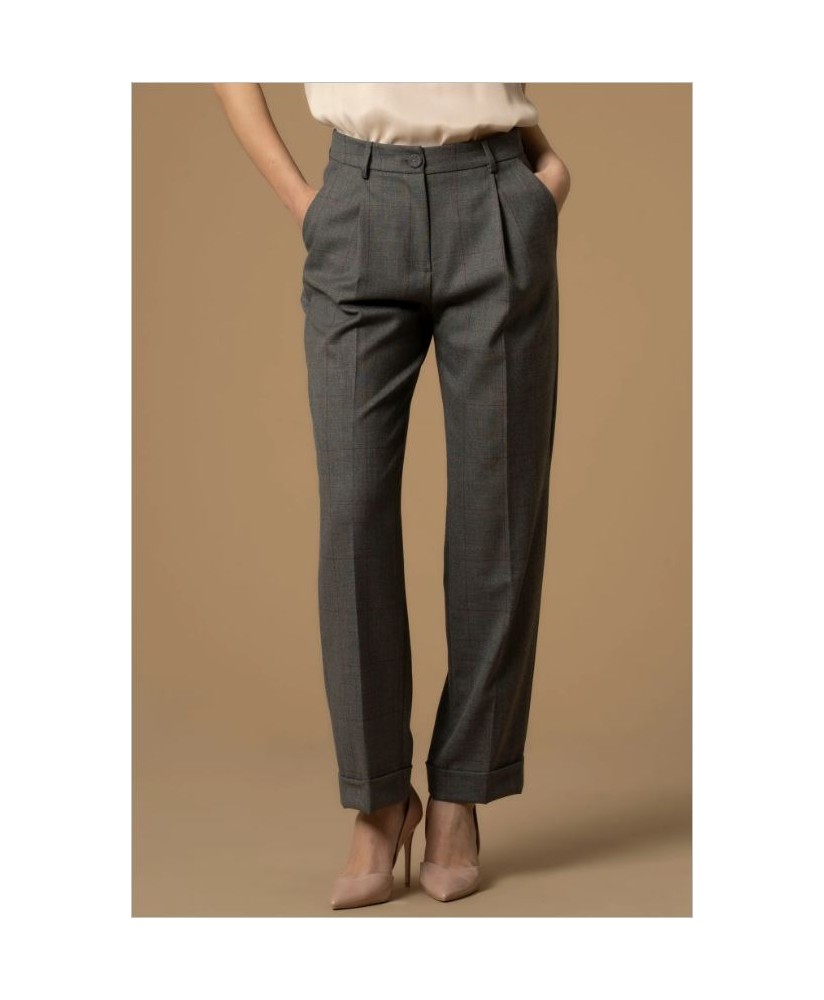 Pantalón chino gris cuadros dobladillo KOCCA
