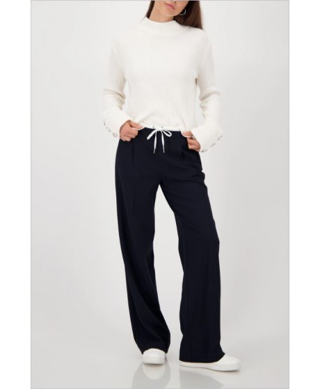 Pantalón recto azul cintura blanca cordón MONARI