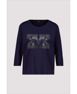 Camiseta manga 3/4 azul strass pecho MONARI