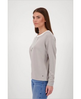 Sudadera camel cuello blanco cordón MONARI