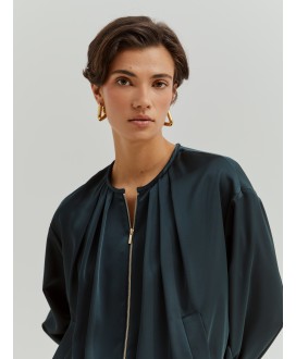 Chaqueta bomber satinada verde LION OF PORCHES