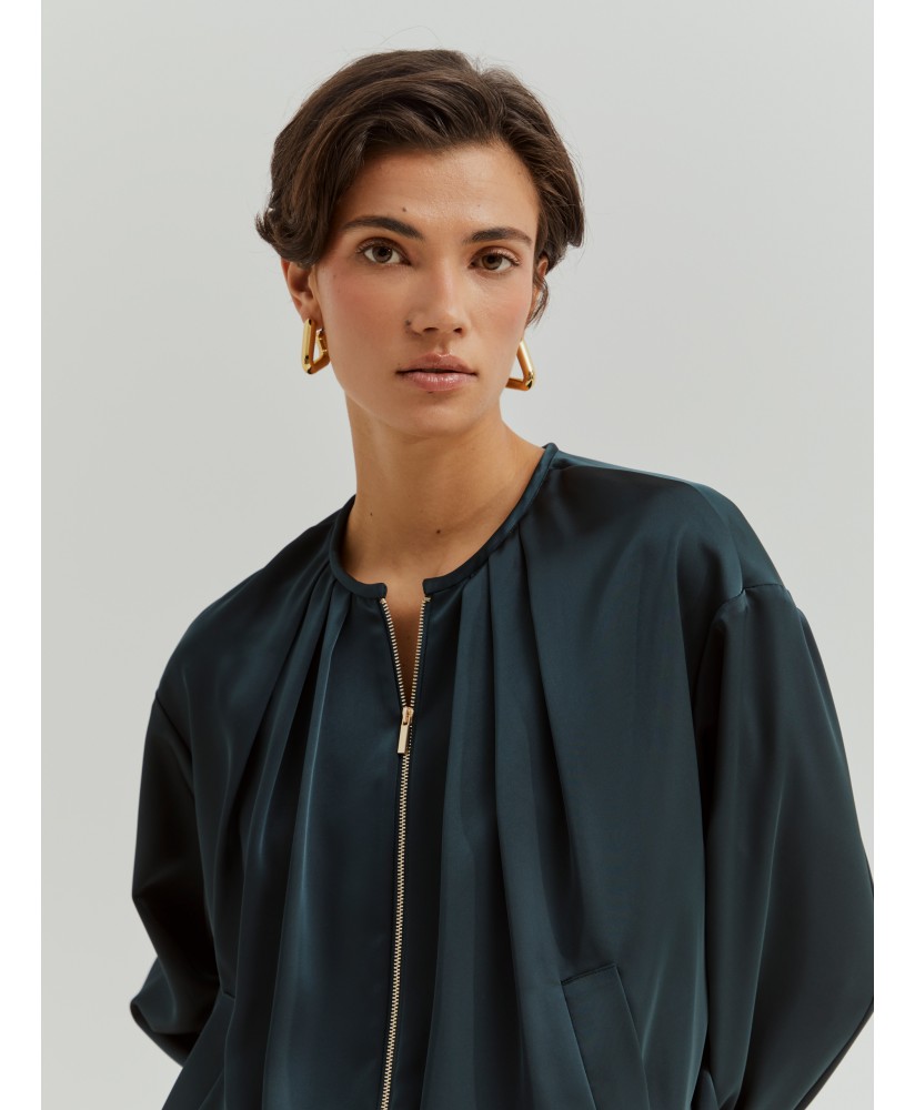 Chaqueta bomber satinada verde LION OF PORCHES