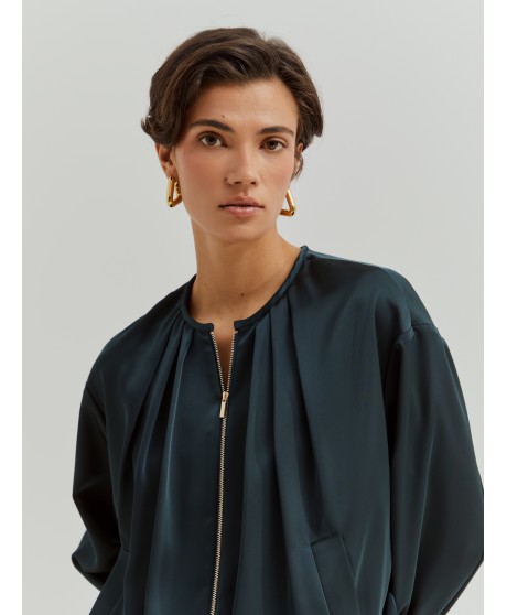 Chaqueta bomber satinada verde LION OF PORCHES