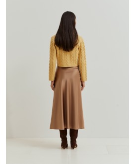 Falda midi evasé raso camel LION OF PORCHES
