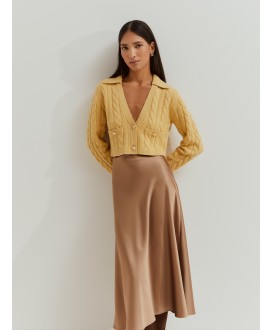 Falda midi evasé raso camel LION OF PORCHES
