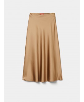 Falda midi evasé raso camel LION OF PORCHES