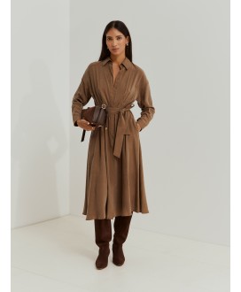 Vestido camel camisero largo cinturón LION OF PORCHES