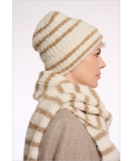 Gorro crudo raya camel RINO&PELLE