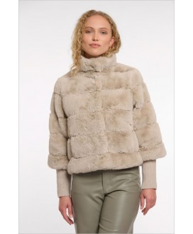 Chaqueta arena corta pelo puños punto RINO&PELLE