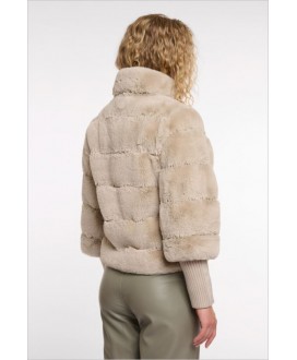 Chaqueta arena corta pelo puños punto RINO&PELLE