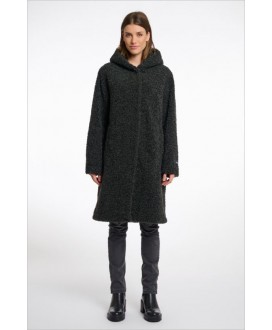 Abrigo rizo negro capucha RINO&PELLE