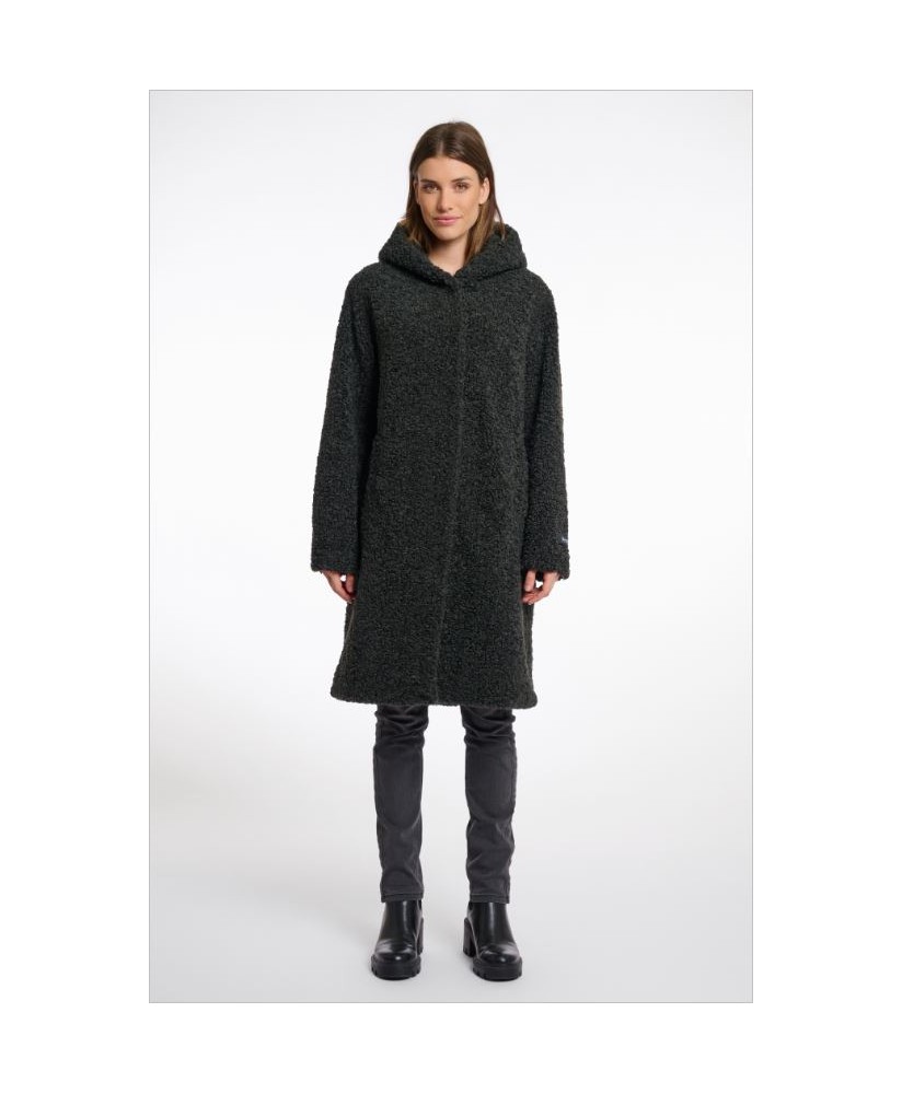 Abrigo rizo negro capucha RINO&PELLE