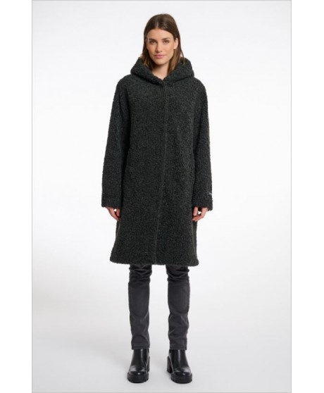 Abrigo rizo negro capucha RINO&PELLE
