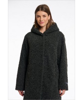 Abrigo rizo negro capucha RINO&PELLE
