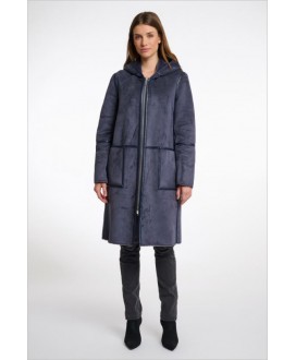 Abrigo gris reversible ante/piel sintética capucha RINO&PELLE