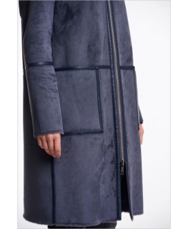 Abrigo gris reversible ante/piel sintética capucha RINO&PELLE