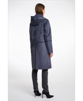 Abrigo gris reversible ante/piel sintética capucha RINO&PELLE