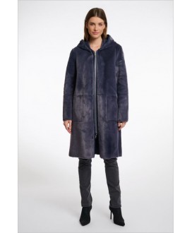 Abrigo gris reversible ante/piel sintética capucha RINO&PELLE