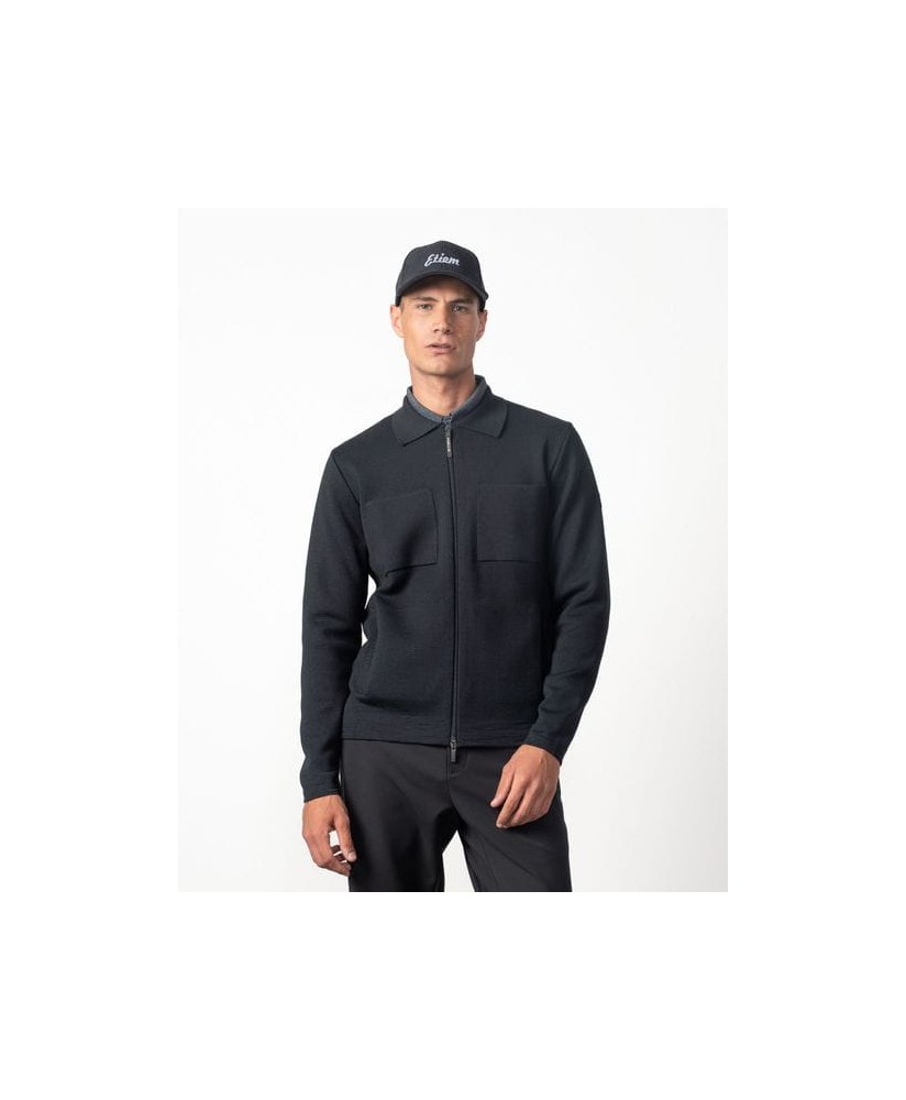 Chaqueta-cazadora negra punto cerrojillo 4 bolsillos ETIEM