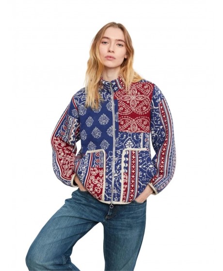 Chaqueta punto estampado patchwork azul/rojo ALDO MARTINS