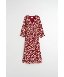 Vestido midi viscosa hojas cereza INDI&COLD