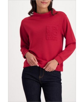 Sudadera roja bolsillo pecho letras MONARI