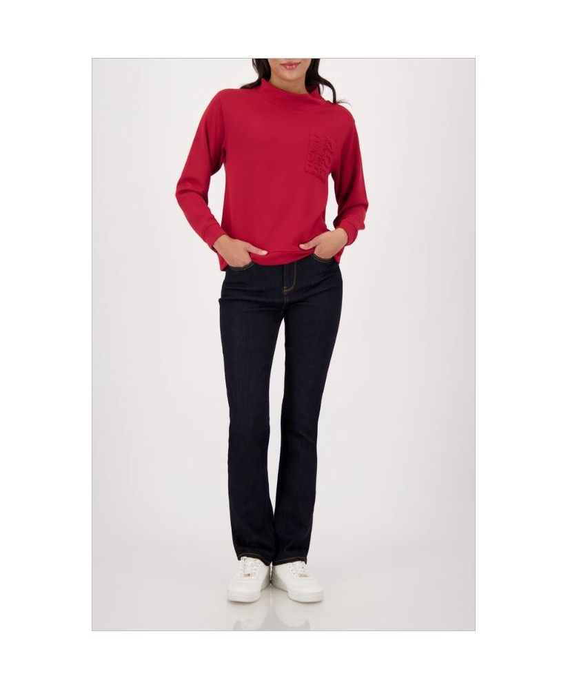 Sudadera roja bolsillo pecho letras MONARI