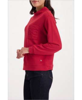 Sudadera roja bolsillo pecho letras MONARI