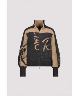 Chaqueta gris estampado letras camel pedrería MONARI