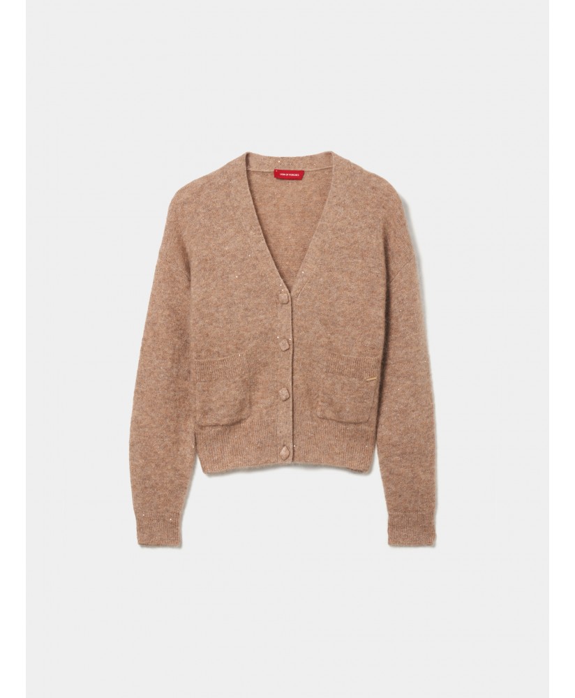 Chaqueta punto camel lentejuelas LION OF PORCHES