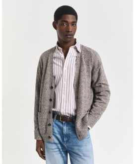 Chaqueta punto botones jaspeada marrón GANT