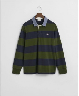 Polo rayas verde/azul cuello camisa GANT