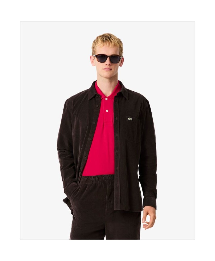 Camisa regular pana marrón LACOSTE