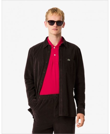 Camisa regular pana marrón LACOSTE