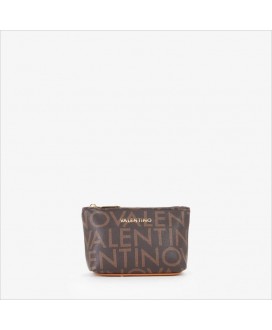 Neceser pequeño estampado logo marrón VALENTINO