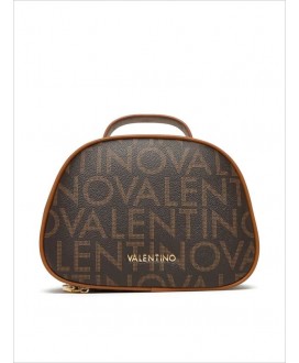 Neceser logo cremallera marrón M VALENTINO