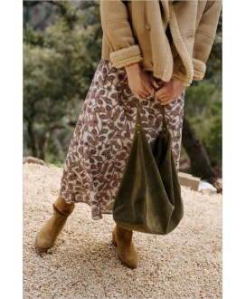 Bolso tote asa de mano/hombro serraje caqui INDI&COLD