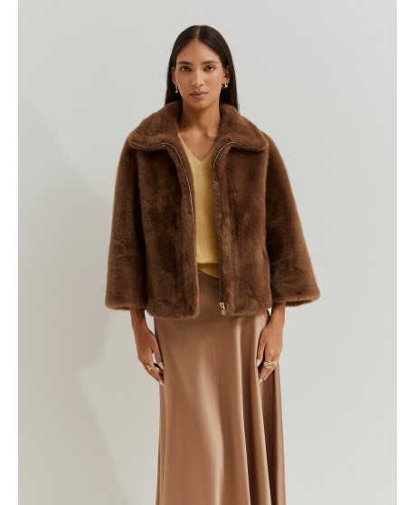 Chaquetón corto pelo marrón LION OF PORCHES