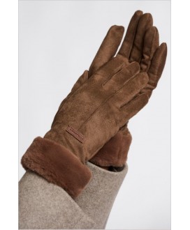 Guantes marrón parte superior piel sintética RINO&PELLE