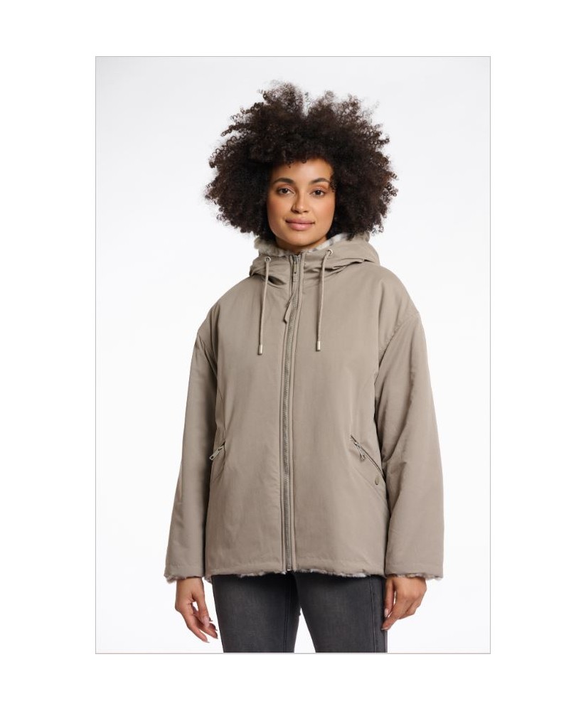 Parka gris topo reversible pelo leopardo RINO&PELLE