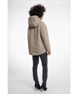 Parka gris topo reversible pelo leopardo RINO&PELLE