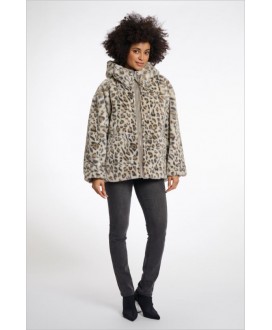 Parka gris topo reversible pelo leopardo RINO&PELLE
