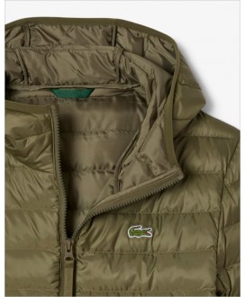 Plumífero verde capucha LACOSTE