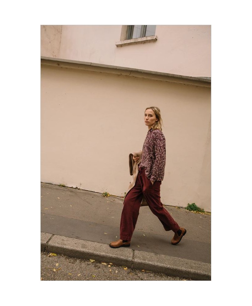 Blusón estampado hojas granate INDI&COLD